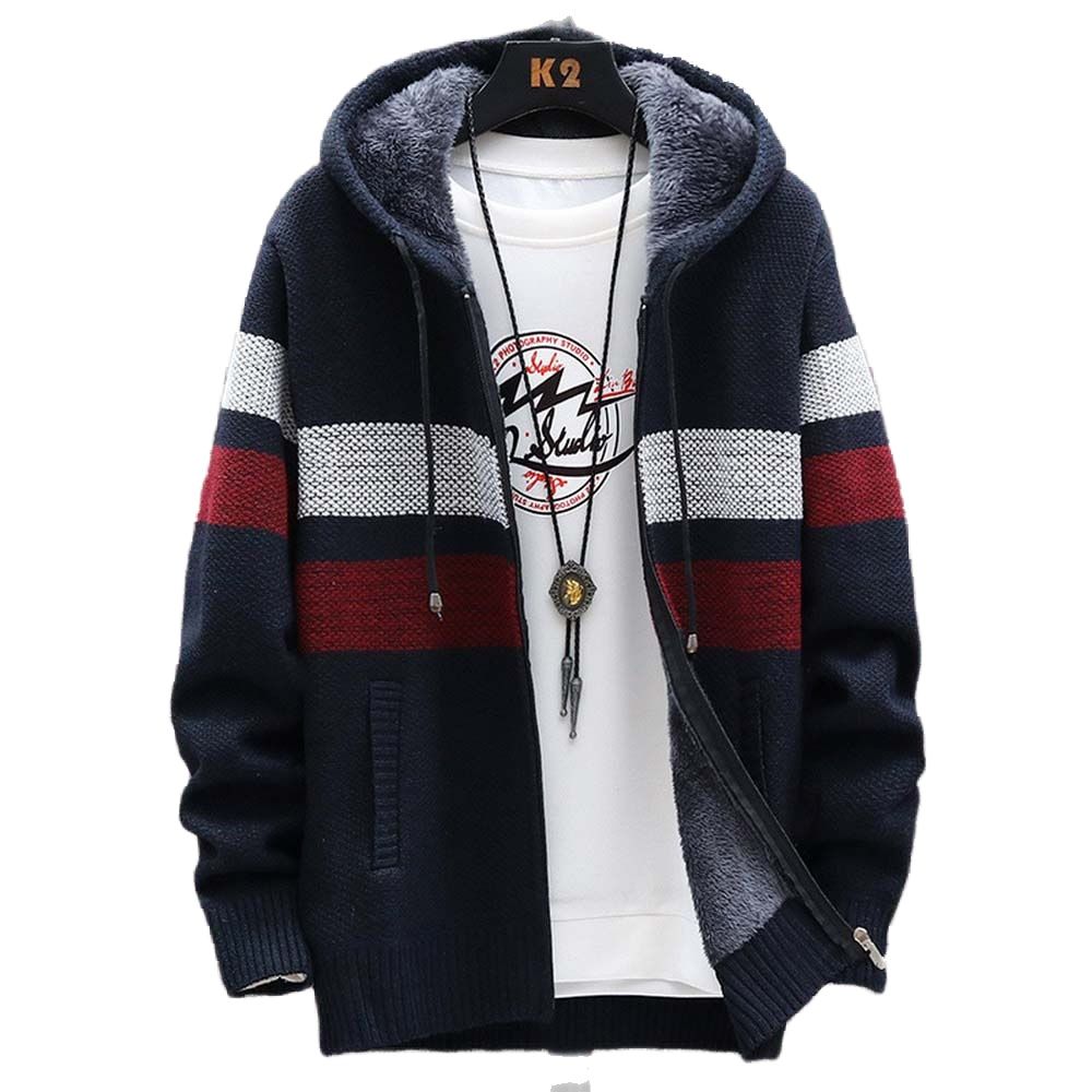 Winter Clothing Uae - Camisola listrada masculina casaco de lã