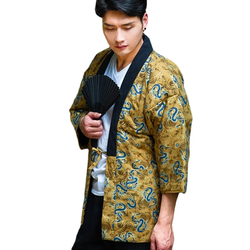 Traditional Winter Japanese Clothing - Casaco de lã quente acolchoado solto