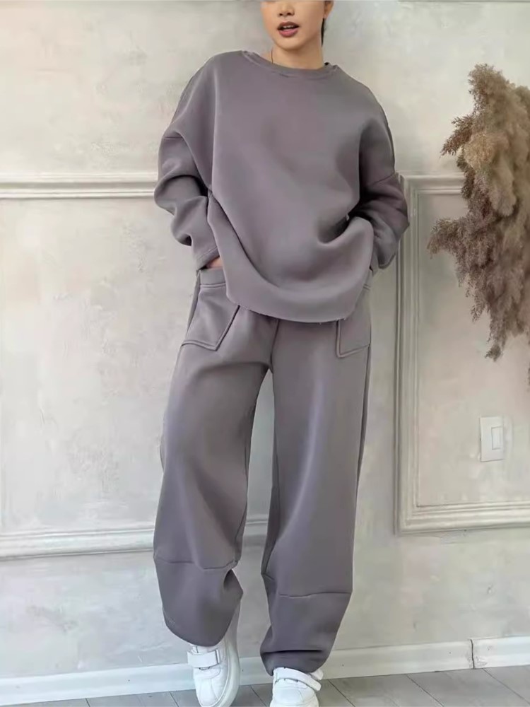 Winter Clothing Sales - Novo sólido 2 peça conjunto feminino