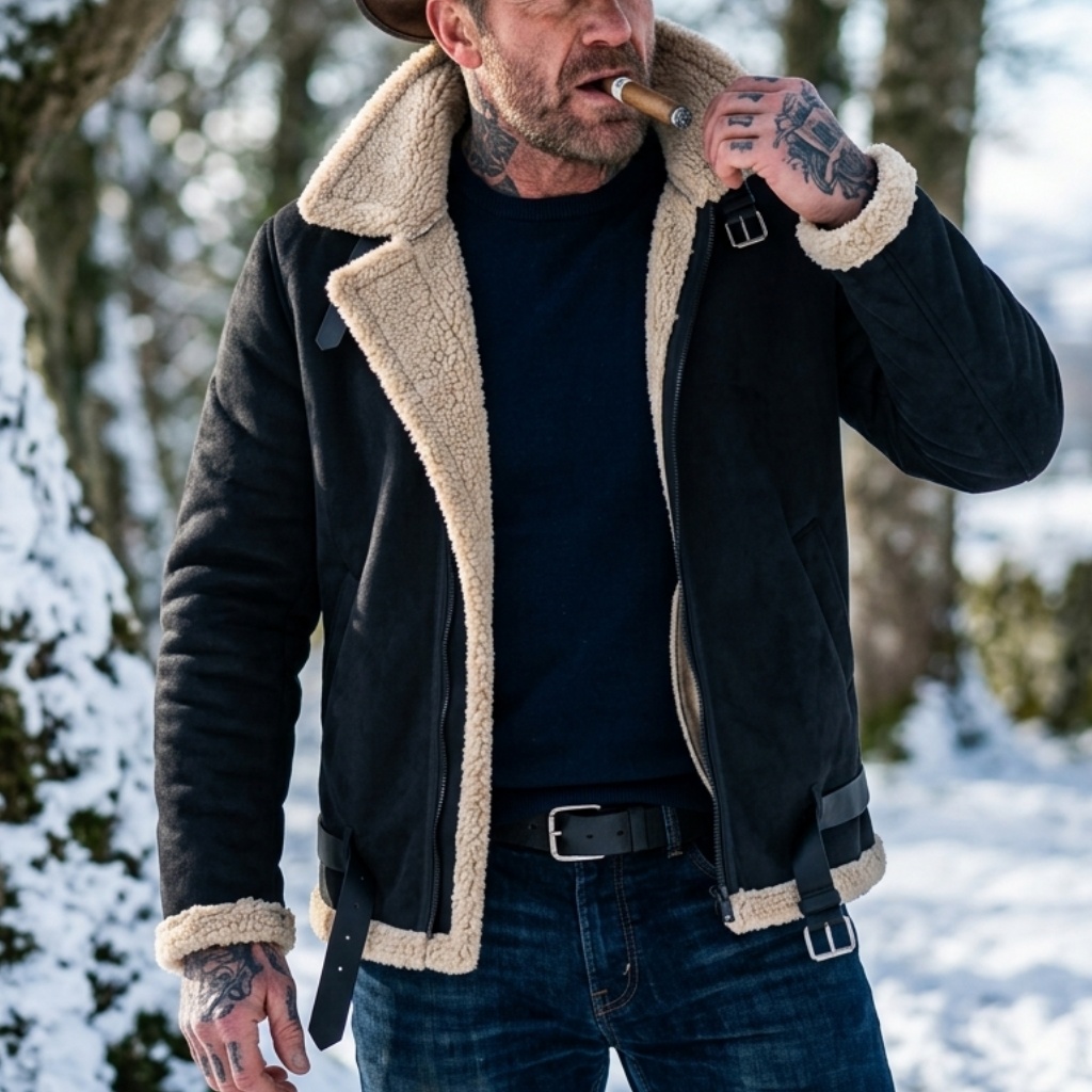 Winter Clothing Uae - Jaqueta Masculina de Inverno em Suede