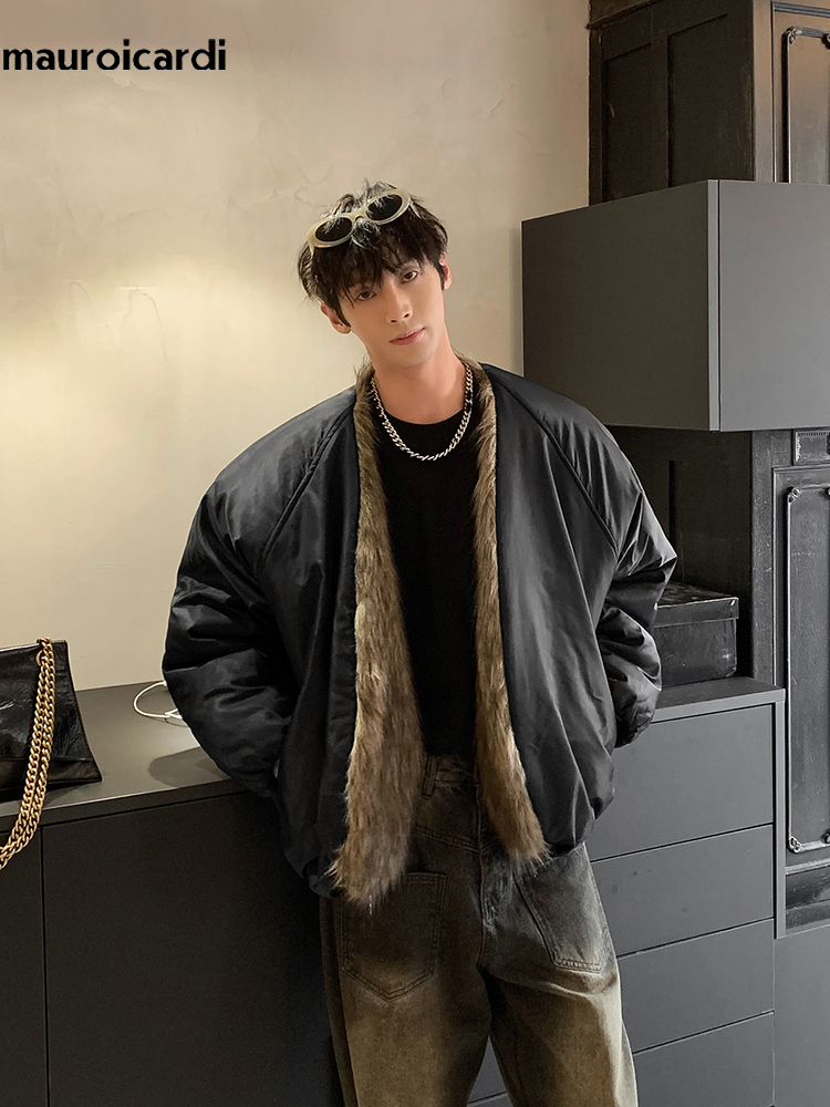 Winter Clothing Uae - Mauroicardi-Parka de pele sintética masculina, jaqueta
