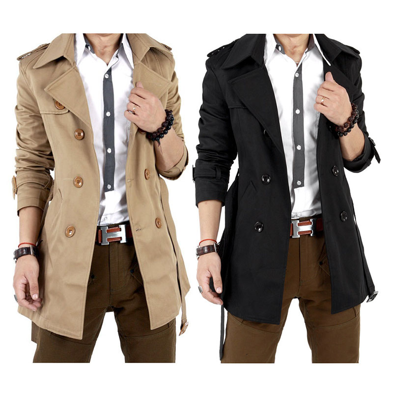 Winter Clothing Europe - Outono primavera trench coat masculino fino