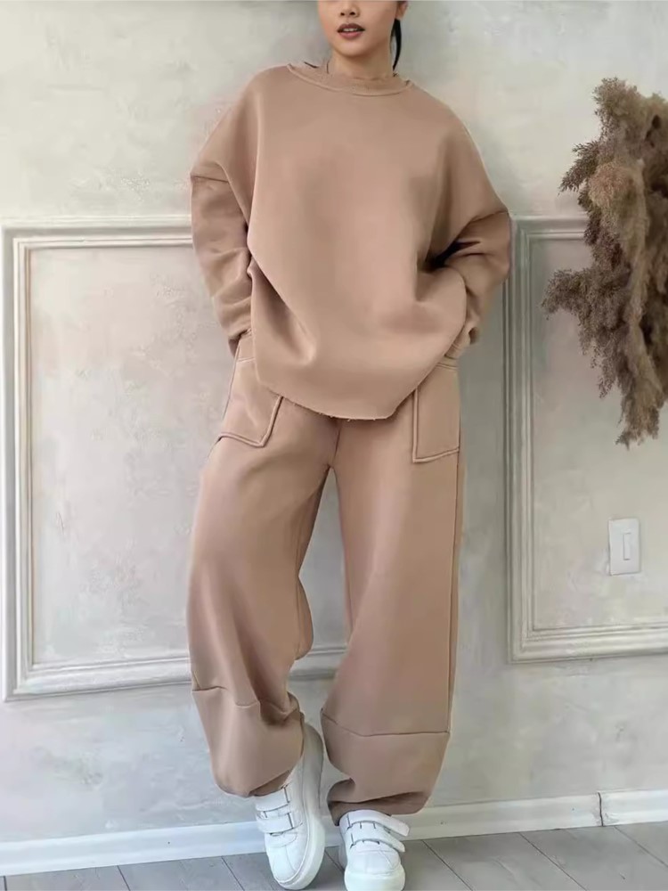 Novo sólido 2 peça conjunto fe - Winter Clothing Sales avaliação e preço