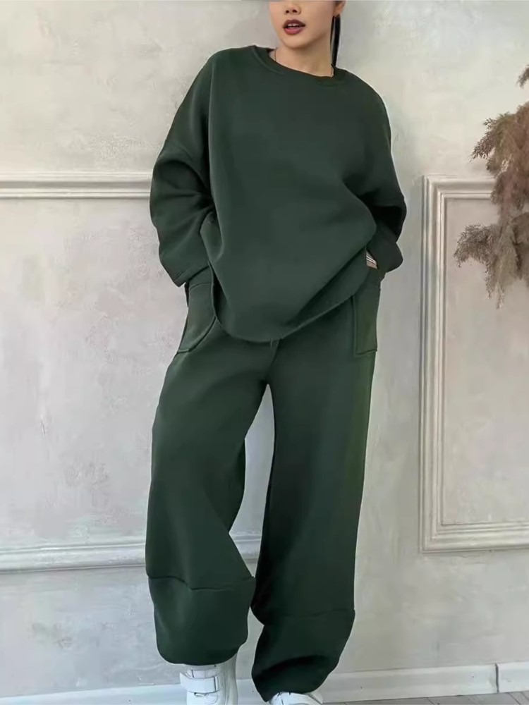 Novo sólido 2 peça conjunto fe - Winter Clothing Sales avaliação e preço